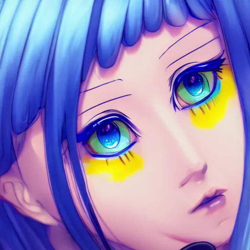 Image similar to a portrait of anime ukrainian blue and yellow girl, concept art, trending on artstation, highly detailed, intricate, sharp focus, digital art, 8 k