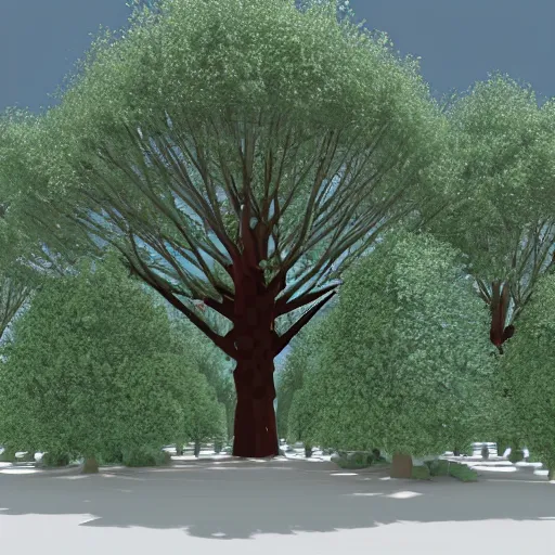 Prompt: a low poly 3d object of the tree, large and majestic