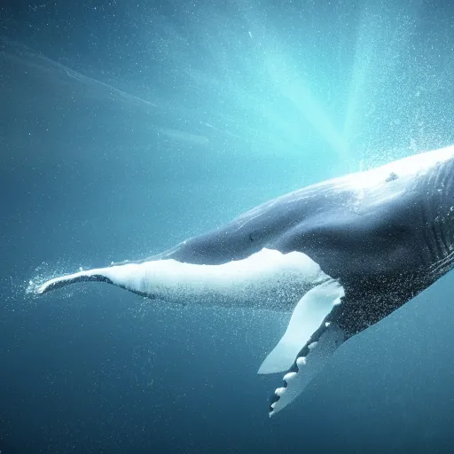 Image similar to high quality photo of big whale floating in space, photorealism, 8k, rendered by unreal engine