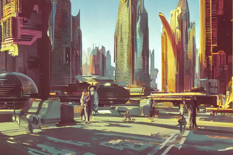 Image similar to futuristic city, painting by syd mead, highly detailed, soft lighting, 8 k resolution, oil on canvas, architectural magazine