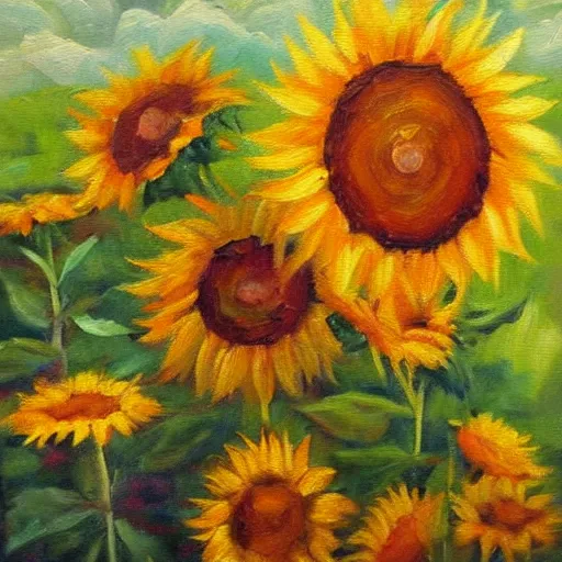 Prompt: 🌻, oil painting,