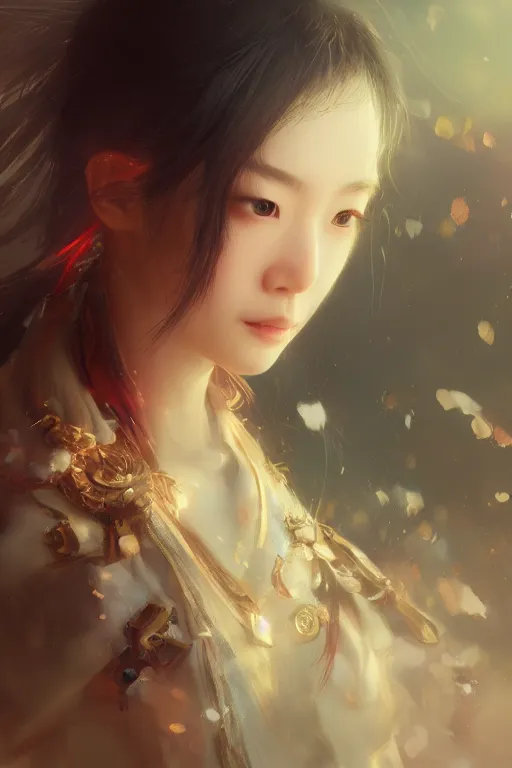 Prompt: portrait of a beautiful asian girl, anime, ruan jia, wlop, sha xi, fantasy, hyper detailed, octane render, concept art, ornaments, artstation