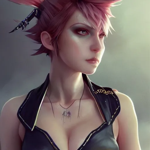 Image similar to kerli koiv as cindy aurum from final fantasy 1 5, character concept art, sharp, digital matte painting, art by greg rutkowski, wlop, dramatic lighting, trending on artstation