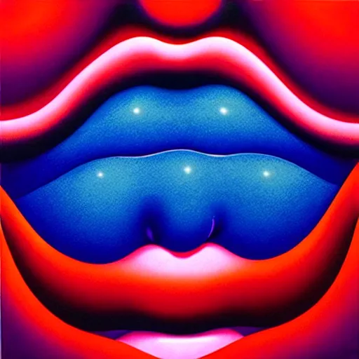 Prompt: sensual red lips by shusei nagaoka, kaws, david rudnick, airbrush on canvas, pastell colours, cell shaded, 8 k