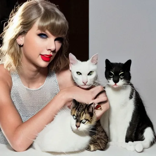 Image similar to Taylor Swift with her cats