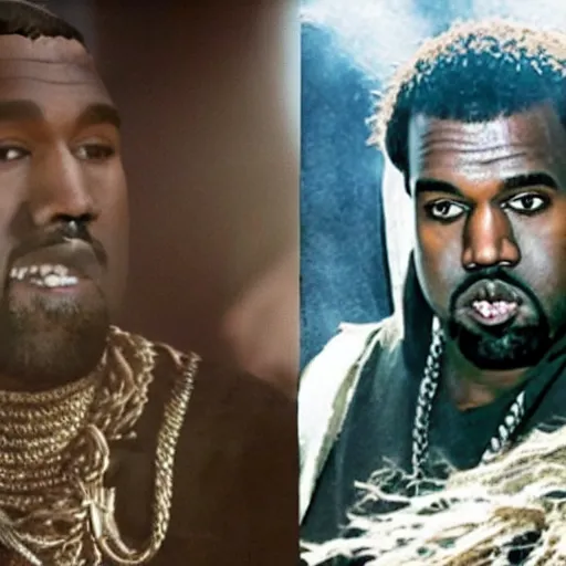 Image similar to kanye west on a quest in lord of the rings