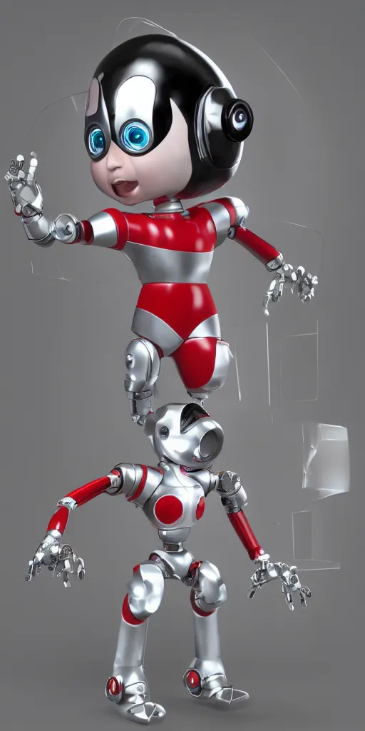 Prompt: astroboy robot with half of his body made of transparent acrylic material, unreal engine, photo, realistic, high detailed, 3 d render, lowpoly, colorful, digital art