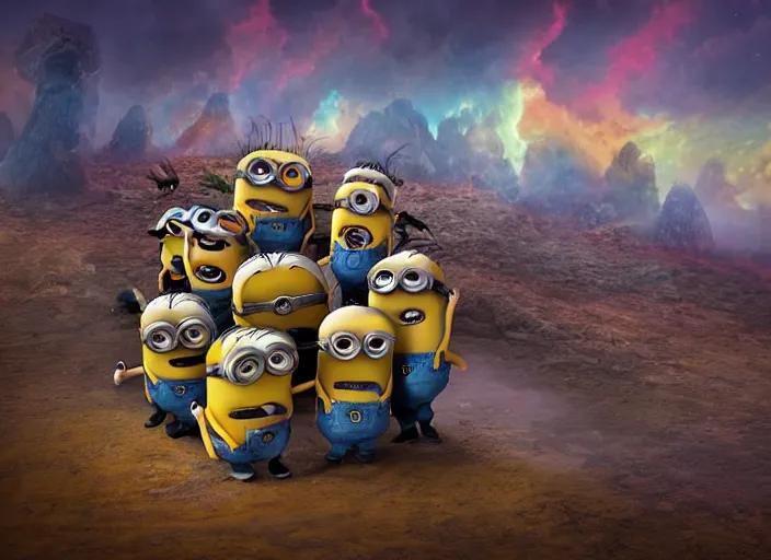 Image similar to minion hell landscape