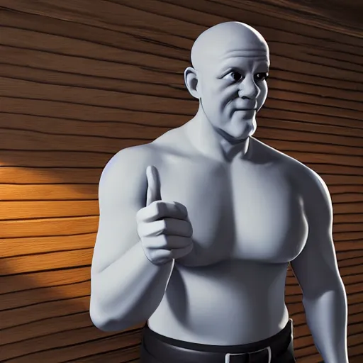 Image similar to mr. clean, 3 d render, dramatic lighting, ray tracing