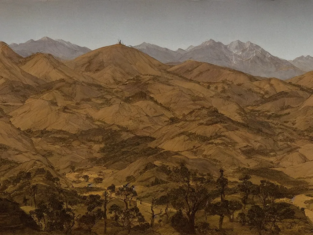 Image similar to View of the old Tibet. Painting by Caspar David Friedrich.