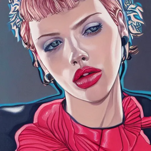 Image similar to Scarlet Johansson, painted by Martine Johanna
