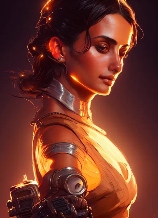 Image similar to portrait of apex legends penelope cruz, intricate, elegant, glowing lights, highly detailed, digital painting, artstation, glamor pose, concept art, smooth, sharp focus, illustration, art by artgerm and greg rutkowski, artey freytag