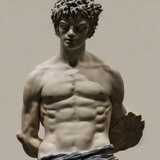 Prompt: photo of fragmented greek sculpture of Luffy