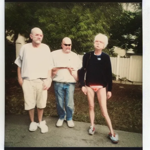 Prompt: found polaroid photo of trash humpers in washington dc