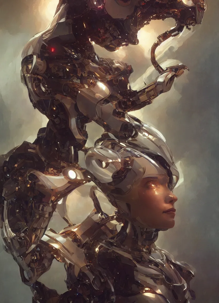 Prompt: cyborg ray kurzweil sentient ai, elegant, highly detailed, digital painting, artstation, concept art, matte, sharp focus, illustration, art by artgerm and greg rutkowski and alphonse mucha