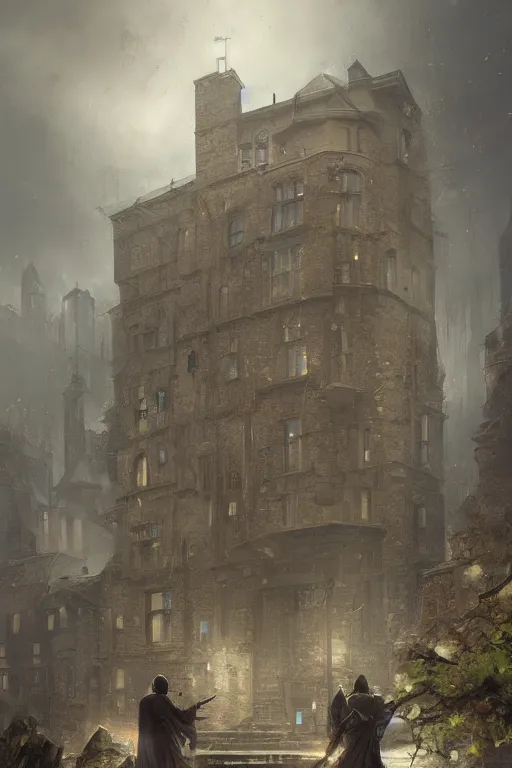 Image similar to old victorian stone building, high octane, 8 k, digital art, magic the gathering, mtg, by greg rutkowski, trending on artstation