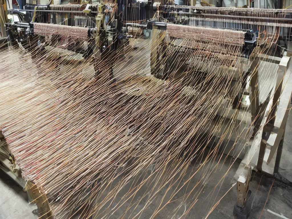 Prompt: industrial revolution weaving loom