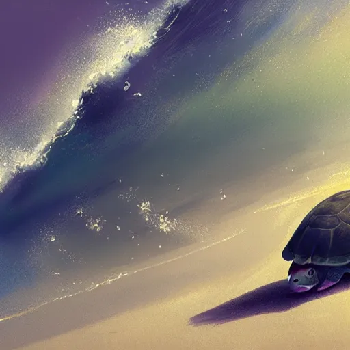 Image similar to a turtle in the sea, cute, minimalistic drawing, unreal engine, 8 k resolution, digital painting, by wlop, greg rutkowski