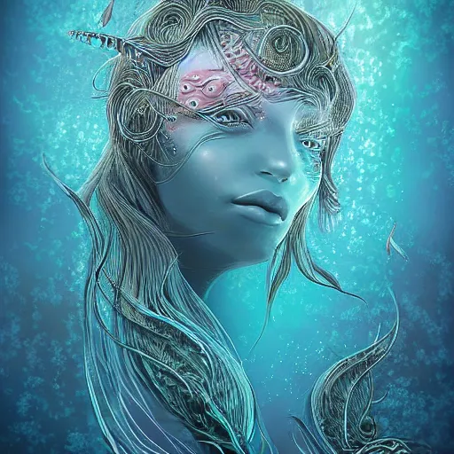 Prompt: Latimeria dreaming in the deep sea. Digital Art, Joseph Jones.