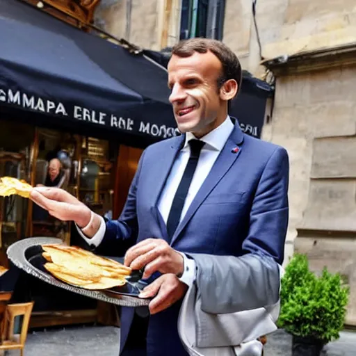 Image similar to emmanuel macron eats a crepe