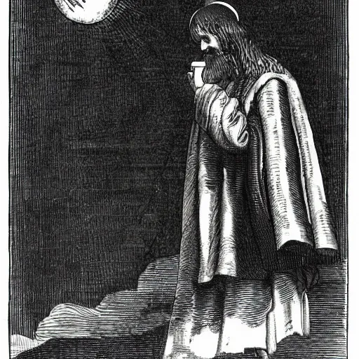 Image similar to giordano bruno looking at the cosmos