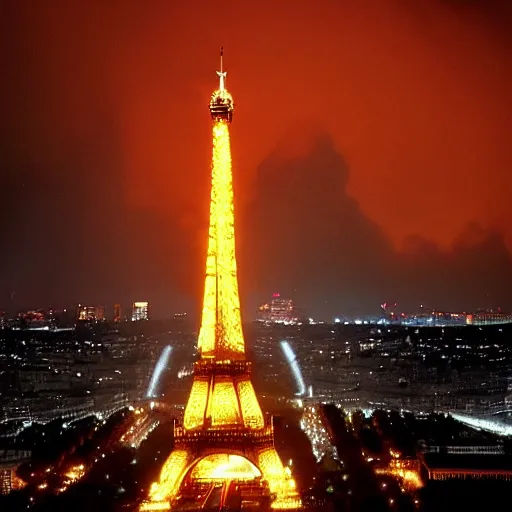 Image similar to eiffel tower on fire, super realistic