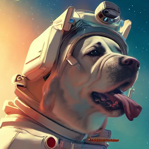 Image similar to dogs in space, digital art, trending on artstation, cinematic