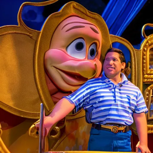 Image similar to a child puppet in the its a small world ride at disneyland that looks like ron desantis, highly detailed, high definition, ultra realistic