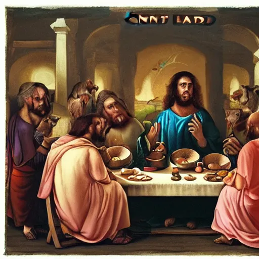 Prompt: the lord's supper with undeads instead of humans