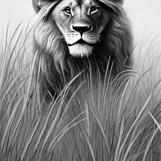 simple lion drawings in pencil