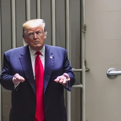 Prompt: photo of donald trump in prison
