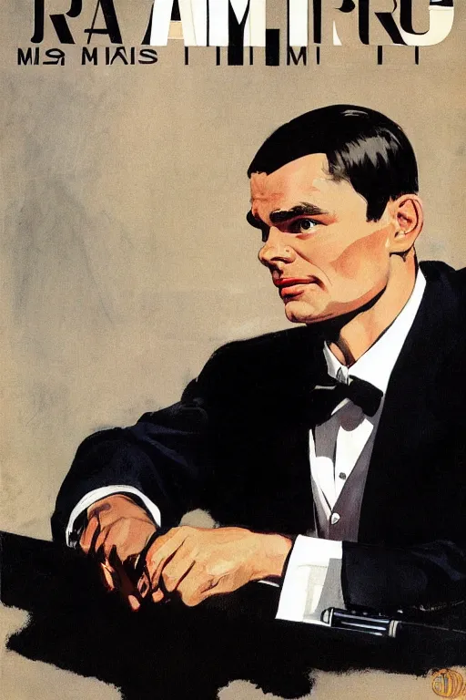 Prompt: portrait of alan turing as james bond, by robert mcginnis