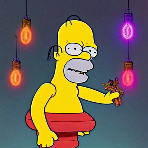 Image similar to ultra realistic illustration of magical real life cartoon character homer simpson, forest, fantasy, colorful lights, intricate, elegant, highly detailed, homer simpson digital painting, artstation, concept art, smooth, sharp focus, illustration, art by artgerm and greg rutkowski and alphonse mucha, homer!!! simpson!!!