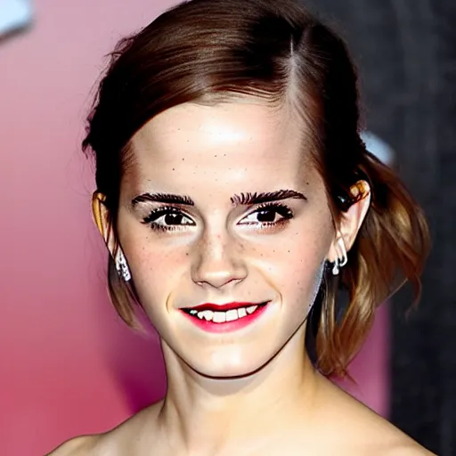 Prompt: emma watson smiles at the camera. her arms are snakes.