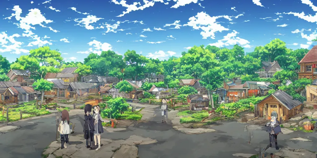 Prompt: a anime contryside village background