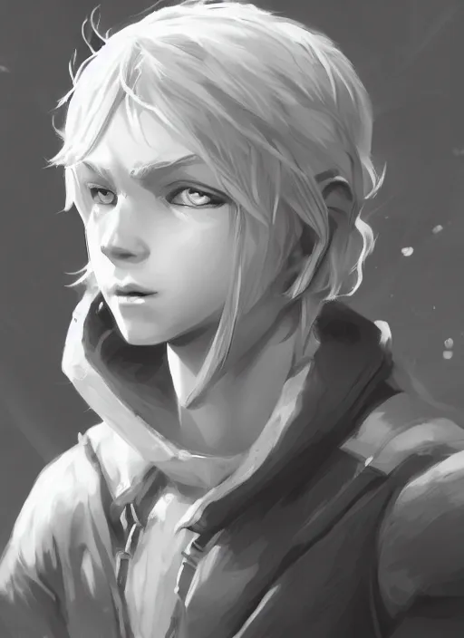 Prompt: a highly detailed illustration of cute little blonde blue eyes boy, wide eyed adventurous pose, intricate, elegant, highly detailed, centered, digital painting, artstation, concept art, smooth, sharp focus, league of legends concept art, WLOP