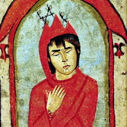 Image similar to medieval manuscript art of baby elvis presley