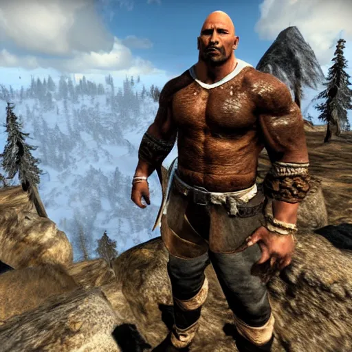 Prompt: Dwayne The Rock Johnson Skyrim mod