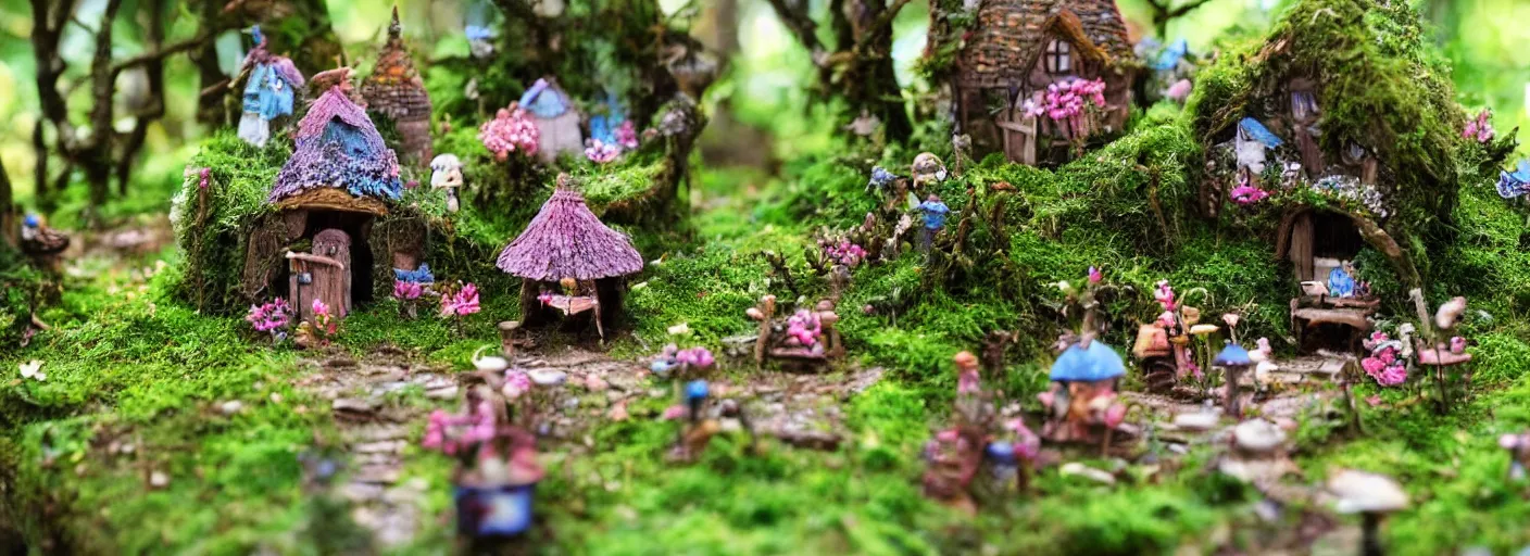 Image similar to small fairy village in the woods