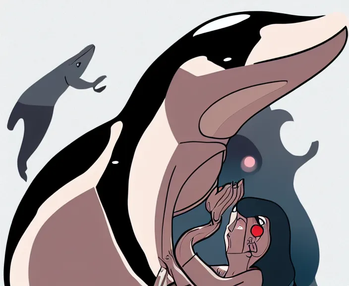 Prompt: Human-Orca Hybrid, Digital Art, Cartoon Style