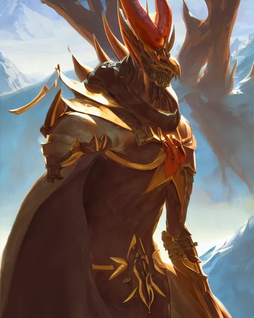 Image similar to an anime portrait of nicol bolas standing on a mountain from skyrim, by stanley artgerm lau, wlop, rossdraws, james jean, andrei riabovitchev, marc simonetti, and sakimichan, trending on artstation