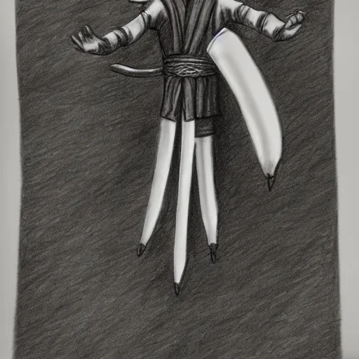 Image similar to pencil drawing of a ninja banana