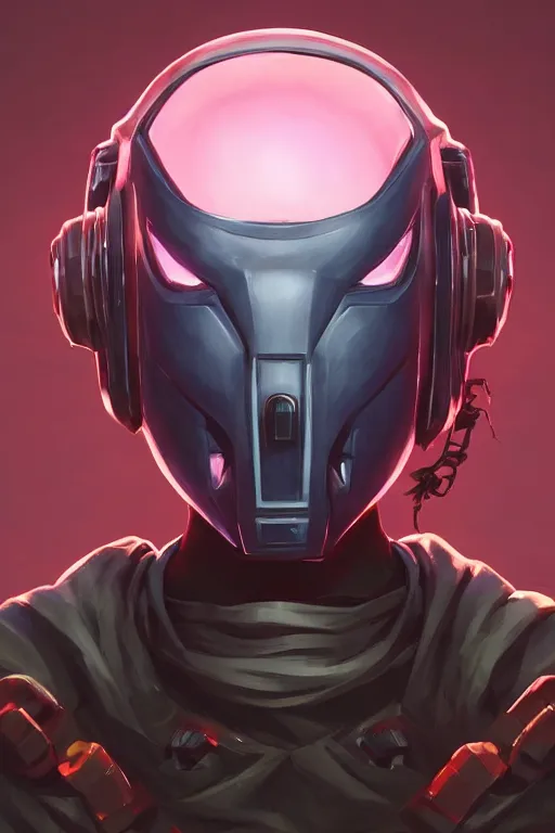 Image similar to epic mask helmet robot ninja portrait stylized as fornite style game design fanart by concept artist gervasio canda, behance hd by jesper ejsing, by rhads, makoto shinkai and lois van baarle, ilya kuvshinov, rossdraws global illumination radiating a glowing aura global illumination ray tracing hdr render in unreal engine 5