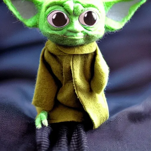 Image similar to yoda puppet, stop motion, felt