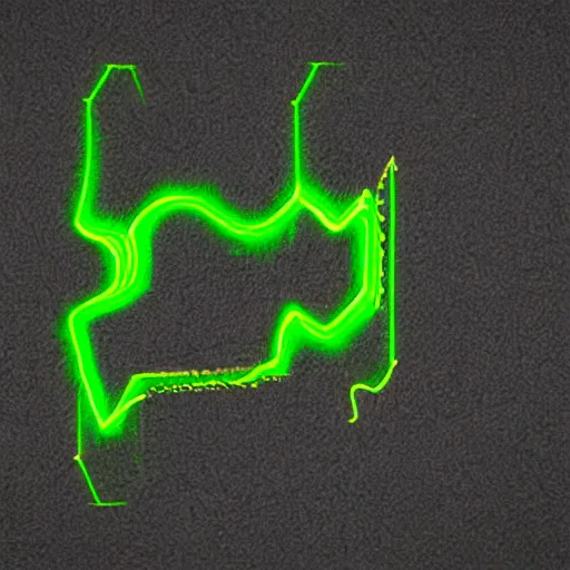 Image similar to green oscilloscope waves in the shape of a dog