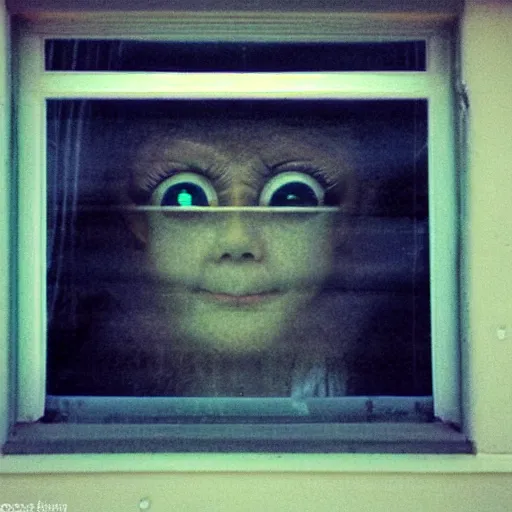 Image similar to Eyes peering in the window at night, scary, creepy