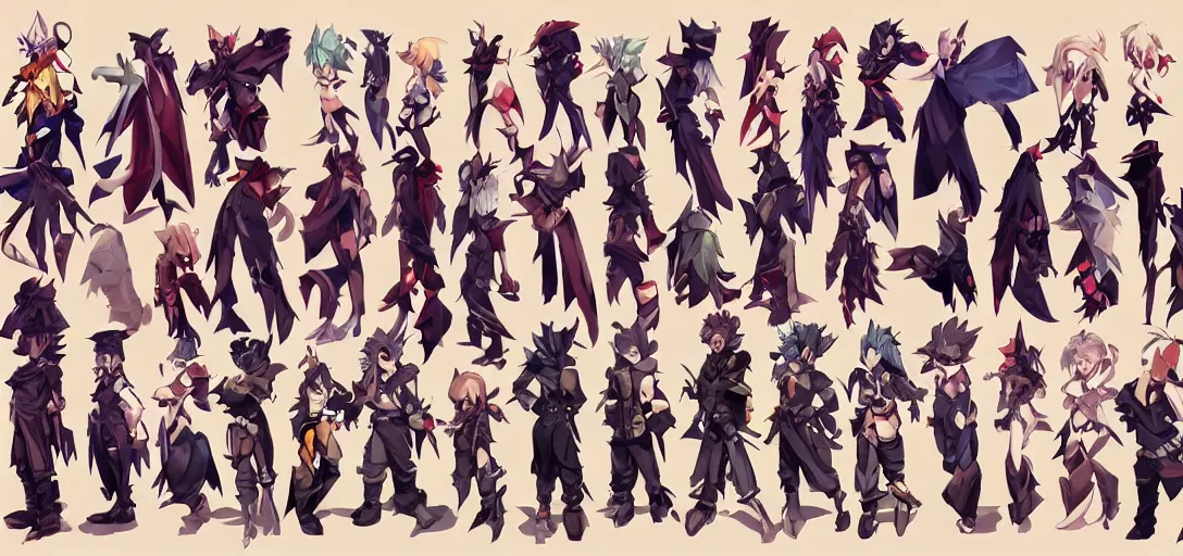 Image similar to character sheet concept art of male video game characters, disgaea, varying builds, unique silhouettes, cute casual streetwear, by marc brunet and artgerm