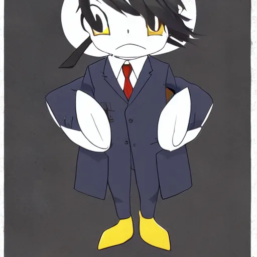 Image similar to a duck wearing a business suit, illustration concept art anime key visual trending pixiv fanbox by wlop and greg rutkowski and makoto shinkai and studio ghibli and kyoto animation symmetrical facial features