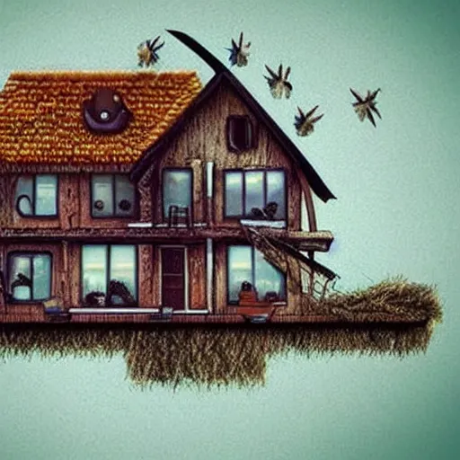 a house in nowhere, surrealism, dreamcore, Stable Diffusion