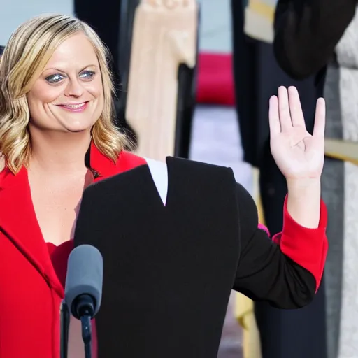 Image similar to Amy Poehler taking the oath of office at inauguration